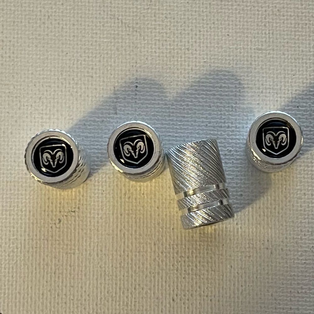 Dodge Logo Valve Stem Caps in Silver set of 4 NWT
